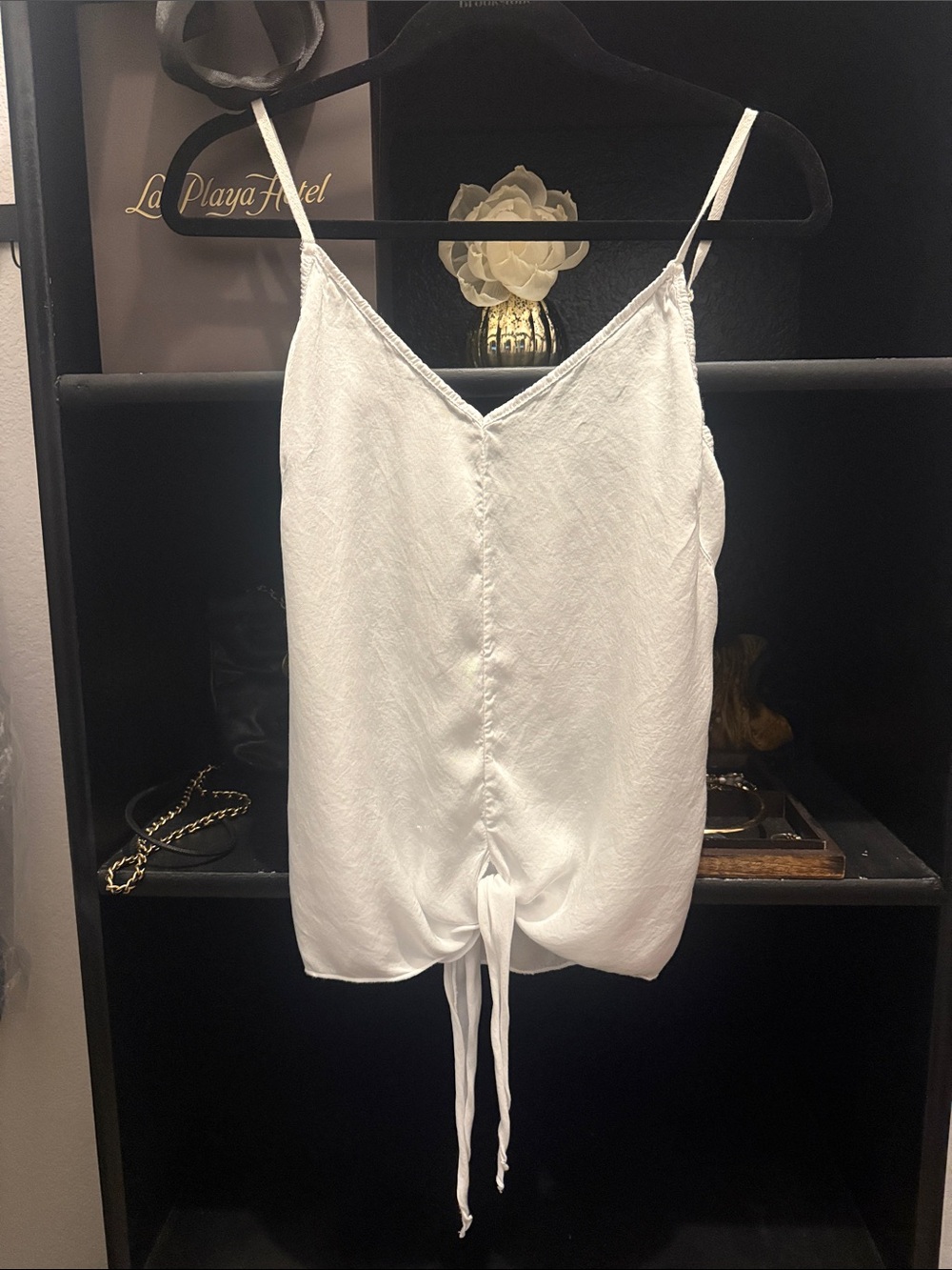 White Tie-Front V-Neck Cami - Women